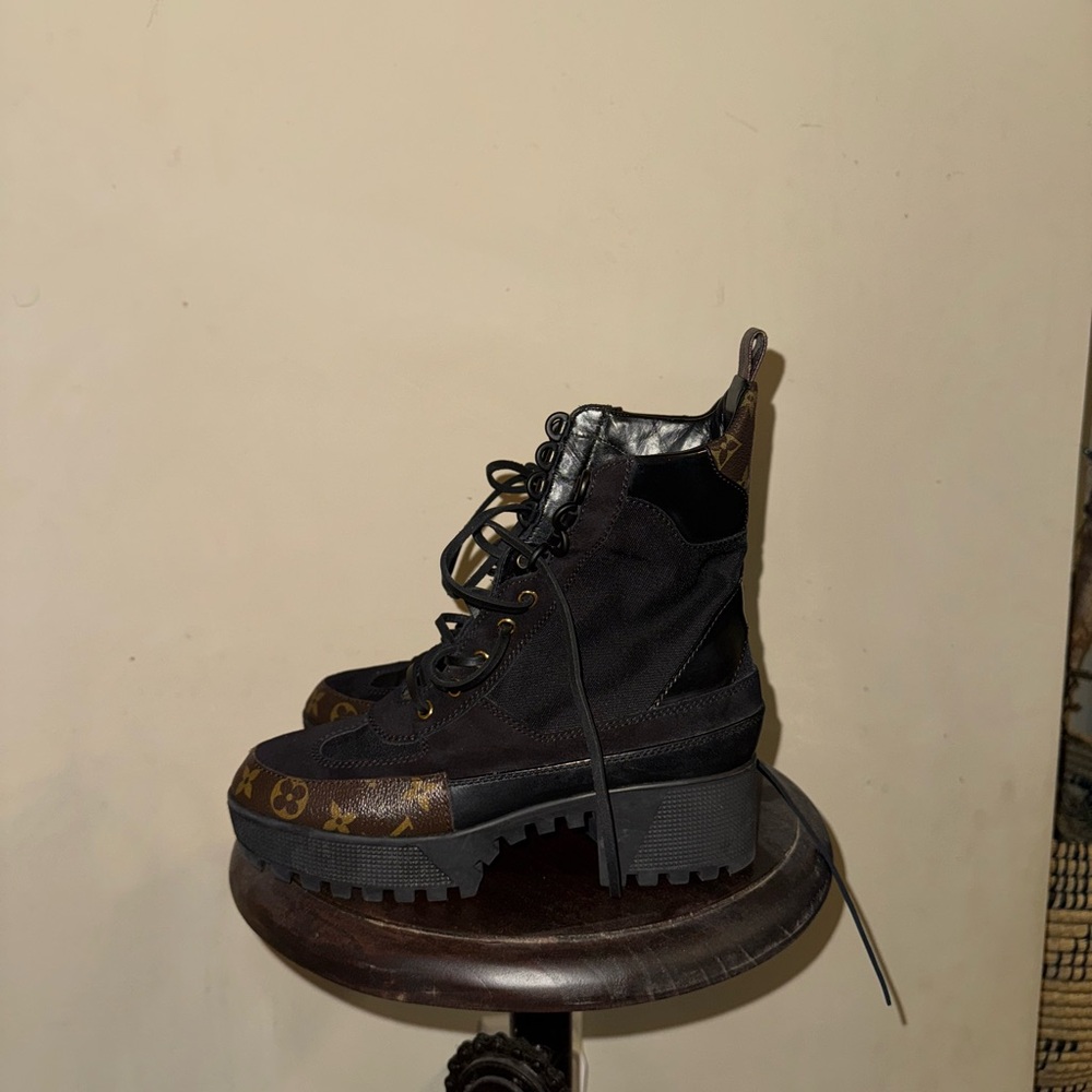 Louis Vuitton Black Monogram Combat Boots